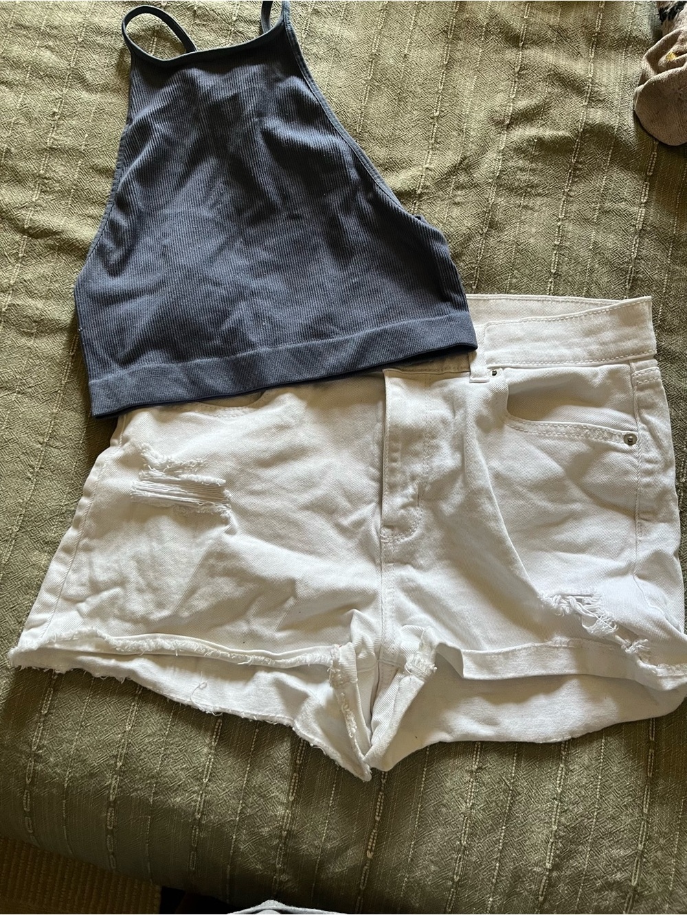 Bundle of shorts with crop top. Different sizes but all fit a M-L with stretch.
